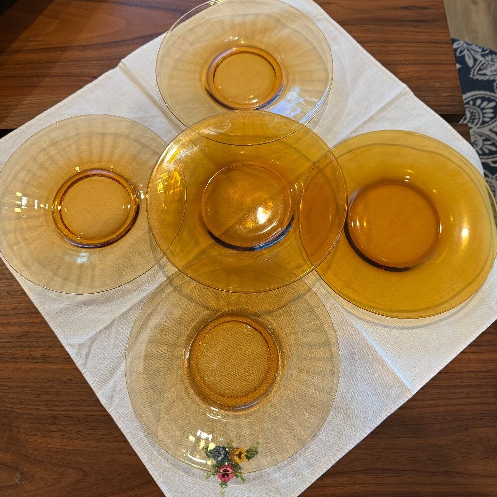 Set of 5 Vintage Gold Dessert Plates